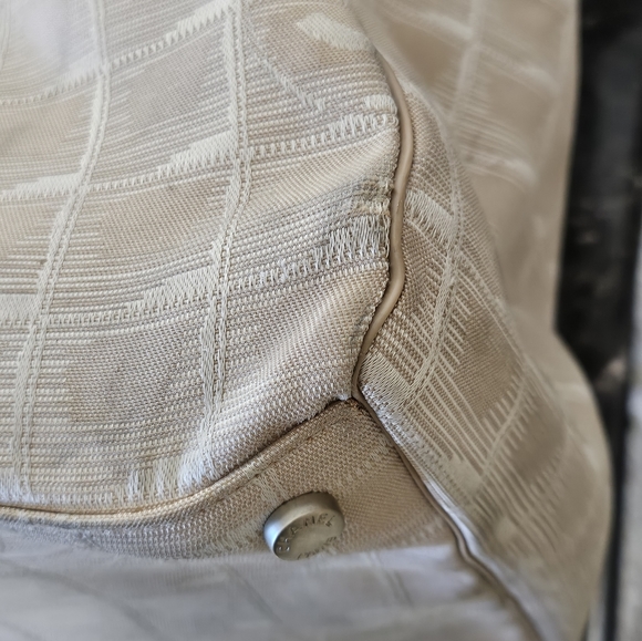 Chanel XL Travel Ligne Ivory Tan White Cream Nylon Duffle Bag - Picture 11 of 16